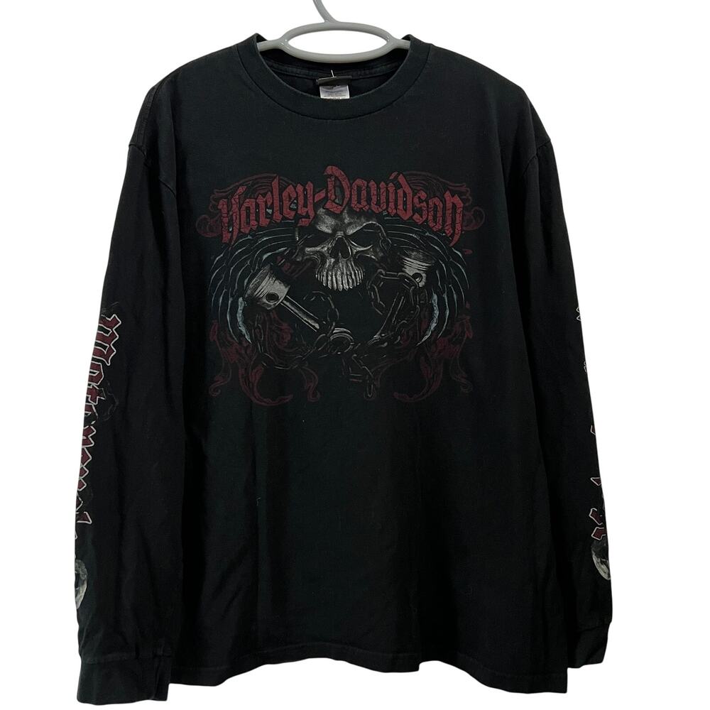 VINTAGE Y2K Harley Davidson T Shirt Large Long Sleeve Skull Nashville, TN